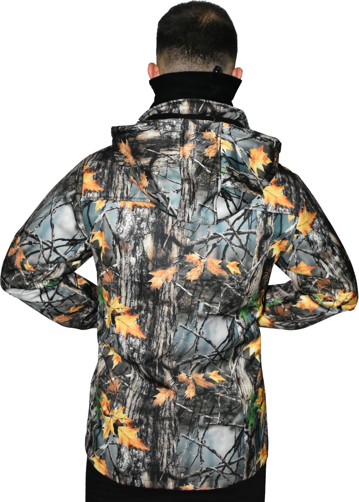 Orman Desen Softshell Çift Kat Polarlı Kapşonlu Mont M